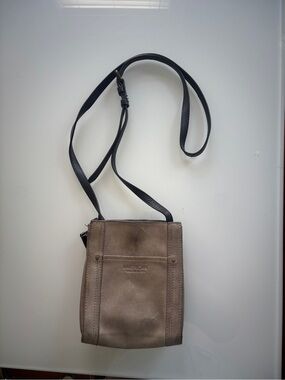 American Leather Co. Taupe Crossbody Bag with Black Strap